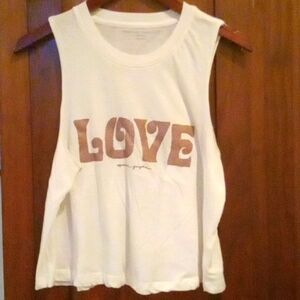 Spiritual Gangster Rose Gold White Glitter Tank Top M